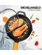 MICHELANGELO Cast Iron Skillet 26cm Cast Iron Pan with Lid Preseasoned Oven Safe Skillet with Lid Cast Iron Frying Pan with Silicone Handle & Scrapers - B08YYCJ1RVU