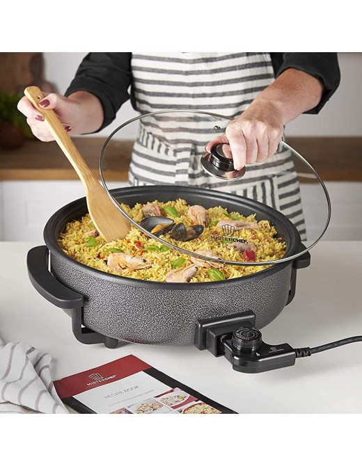 MisterChef® Multi-Function Cooker Electric Frying Pan Cooker with Tempered Glass 36cm Energy Saver 1500W Cool-Touch Handles Free Colored Recipe Book Enclosed 2 Year Warranty - B08HQZ8MKKQ