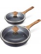 Miusco Non stick Frying Pan with Lid Natural Granite Coating Frying Pan Set 25cm & 30cm Premium PFOA Free Nonstick Skillets with Ergonomic Bakelite Cool Touch Handle Induction Compatible - B0895KNMLZO
