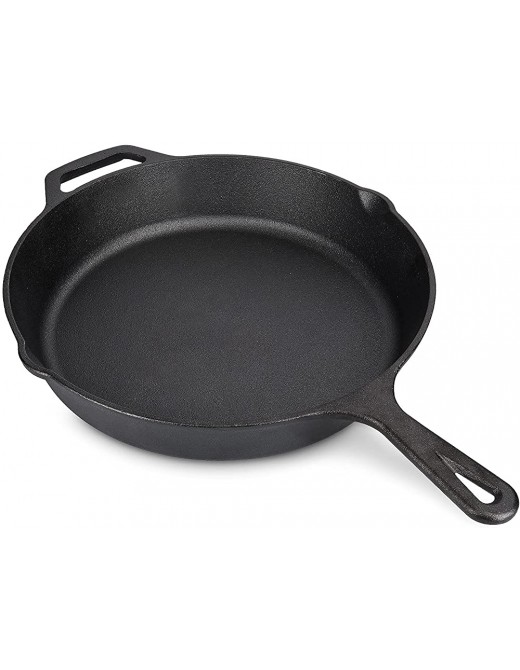 Navaris Cast Iron Skillet Pan Pre-Seasoned 2 Handle Cast Iron Frying Pan Skillet for Oven Stove Barbecue Campfire Cooking 30 cm 12 Inch - B07TLD2KHSF