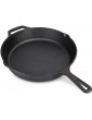 Navaris Cast Iron Skillet Pan Pre-Seasoned 2 Handle Cast Iron Frying Pan Skillet for Oven Stove Barbecue Campfire Cooking 30 cm 12 Inch - B07TLD2KHSF