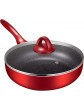 Saute Pan with Lid 26cm 3.1L Nonstick Frying Pan Deep Fry Pan with Heat-Resistant Handle Induction Compatible Red - B09CMBFV5NL