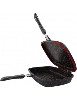 SQ Professional NEA Marbell Die-Cast Non-Stick Coated Griddle Frying Magic Pan 32cm Double Sided - B0999CS8H2B