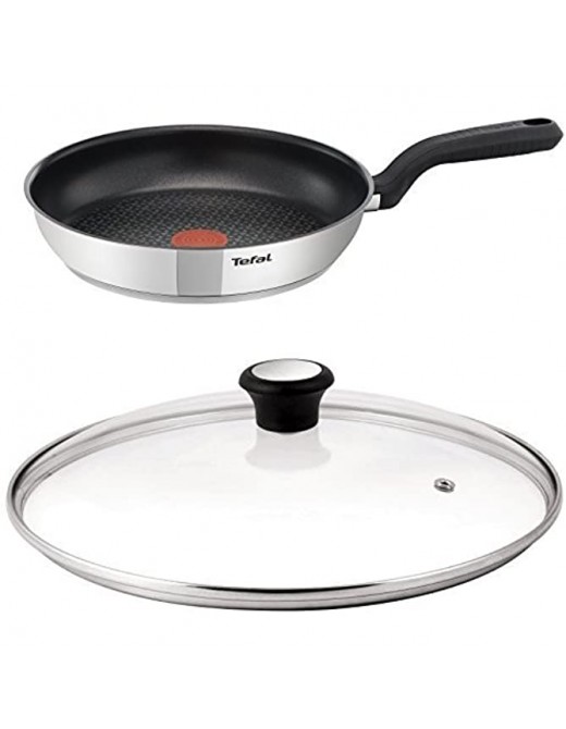 Tefal Comfort Max Stainless Steel 30 cm Non-Stick Frying Pan with Compatible Glass Lid Bundle - B01N11MJQHK