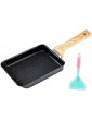 F Fityle Japanese Omelette Pan with Heat Resistant Wooden Long Handle Egg Pan Steak Skillet Healthy and Safe Tamagoyaki Pan Rectangle All Stove Tops Black with Spatula - B0B1Q1QFDJW