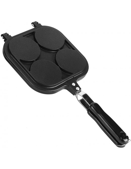 MIAOMSI Pancake Pan Waffle Maker Double-Sided Phenolic plast-ic Handle 4 Holes mo-ld for Gas Stove Sandwich - B09PD9KVTYV