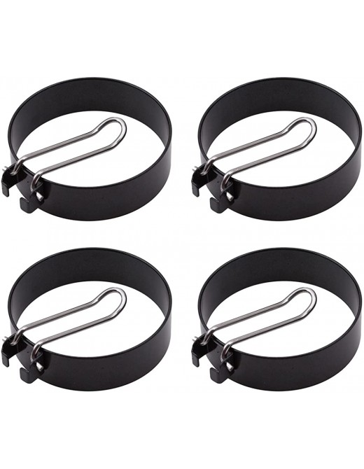 Pack of 4 stainless steel egg rings round omelette shape for cooking eggs non-stick egg rings with folding handles suitable for pancakes hamburgers omelettes black - B09W2JMBVXG