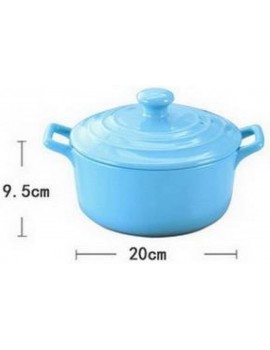 TSTSM Ceramic casserole with lid round ceramic casserole kitchen utensils-blue - B09SD4CWXRN
