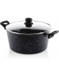 Westinghouse Casserole Dish with Lid Ø 28 cm Cooking Pot for Induction Gas Electric & Ceramic Hob Black Marble - B01DOF235MK