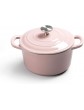 YQG Saucepan Enamel Pot Cast Iron Frying Pan Enamel Pot Double Ear Stew Health Pot Soup Casserole with Lid,Pink - B09B4YZLVFO