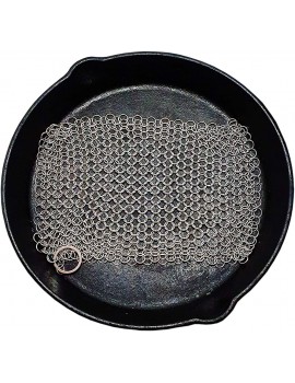 Cast Iron Chain Mesh Scrubber Cleaner Stainless Steel Brush Cloth for Pots Pans M 18 x 18 cm - B08VTXDNJ7P