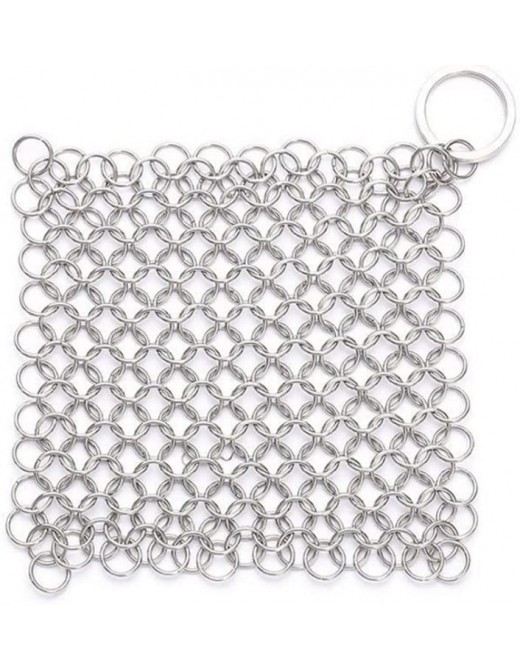 Cast Iron Cleaner Stainless Steel Cast Iron Cleaner Chainmail Scrubber for Cast Iron Pan Dutch Ovens Cast Iron Grill Scraper Skillet Scraper Silver - B09ZLG549YO