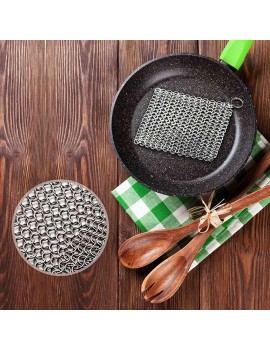 Galaxy Beauty Cast Iron Chainmail Scrubber Cleaner Stainless Steel Brush Cloth for Pots Pans - B0841LSP8MF