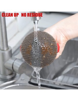 GORWOCO8 Cast Iron Scrubber,316 Stainless Steel Cast Iron Scrubber with Handle Steel Wool Scrubber Round Chainmail Scrubber Brush to Clean Cookware Frying Pans Bakeware Grills - B09XMBL3VGU