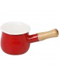 Enamel Milk Pot Non-Stick Milk pan with Wooden Handle Mini Saucepan with spout 550ml red - B0B31F9WD2R