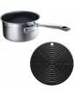 Le Creuset 3-Ply Stainless Steel Non-Stick Milk Pan 14 cm and Silicone Cool Tool Black - B0788DL5JWC