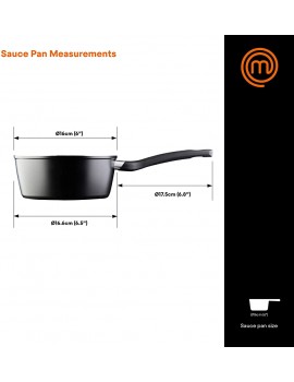MasterChef Small Saucepan 16cm Non Stick Milk Pan for Induction Hob Gas & Electric Stoves Swiss Engineered Aluminium with Scratch Resistant Nonstick Coating Black - B08NDQP3JGI
