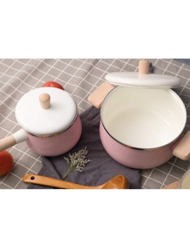 MGUOTP Enamel Soup Pot Steamer Kitchen Pot Milk Pan with Lid Instant Noodle Pot Stovetop Induction Cooker Milk Pot-Pink Stockpot - B0B2WR3C7MZ