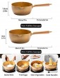 MGUOTP Gold Traditional Non-Stick Pot Japanese Cooking Pot with Glass Lid Milk Pan with Wooden Handle and Steamer Stainless Steel Instant Noodle Pot Milk Sauce Pan-20cm - B0B2WP4QKKN
