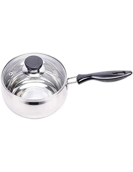 MGUOTP Stainless Steel Milk pan Milk pan Saucepan with Glass lid for Pasta Soup Porridge Milk etc. 14 cm-14 cm - B0B2WPBG86C