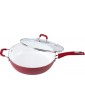 Bialetti Aeternum Nonstick White Ceramic Cookware 12in Covered Red & White - B084P6W2S7J
