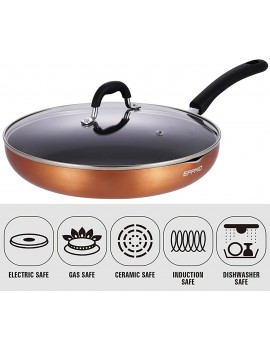 EPPMO Copper Non-Stick Jumbo Cooker Sauté Pan with Lid Stay Cool Silicone Handle 4.9 Quart - B09QPJYP5RJ