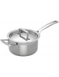 Le Creuset 3-Ply Stainless Steel Saute Pan with Lid 24 cm and Stainless Steel Saucepan with Lid 18 cm - B0778QHDMXU