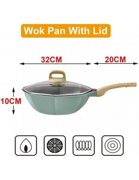 MMAXZ 32CM Chefs Pan with Glass Cover Induction Woks with Feeling Warm Piece Color : A Size : 32cm - B0B17NB7WQX