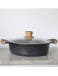 Saute Saucepan 28cm with Lid. Durable Marble Granit Non Toxin Coated. This Skillet Saucepan is Suitable for Induction and Any Stove. Wood Effect Handles - B08CY6HJ1YJ