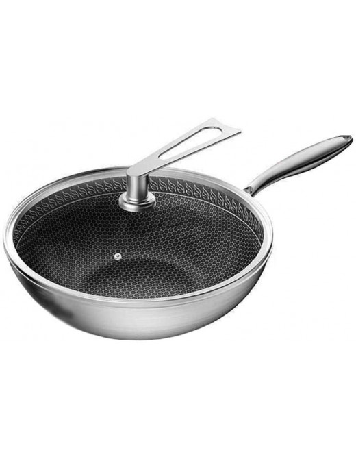SYXBXZ Nonstick Coating Saute Pan,316 stainless steel non-stick cookware household uncoated and no oily fume wok suitable for electric ceramic stove gas stove-C 32cm - B09WXTWGH6B