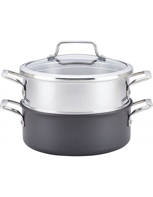 Anolon 81059 Authority Hard Anodized Nonstick Covered Dutch Oven with Steamer Insert 5 quarts Gray - B01H3ER6T8Z