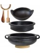 Black Clay Pot For Cooking Black Pottery Kadai Clay Pots Combo for Healthy Cooking Pre-Seasoned 3.5 2 & 1Ltr_Deep Burned_Gas Stove & Microwave_ - B09V4P2RL8F