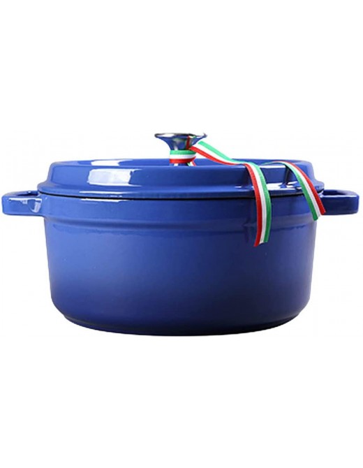 Cookware Enameled Cast Iron Round Enamel Covered Dutch Oven Pot with Lid Enamel Stockpot for Bread Baking Ceramic Casserole Dish Stove to Oven Soup Pot Stew Pot Blue 24cm - B09X33BJ4XY