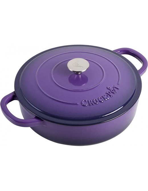 Crock-Pot Artisan Enameled Cast Iron Braiser W Lid 5-Quart Lavender Purple - B0B27YPTC4U