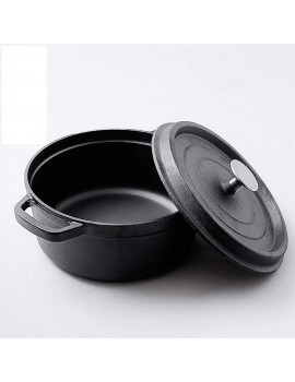 HIAQIMEI Cast Iron Dutch Oven Heavy Duty Cooker Stock Pot No coating Non-Stick with Tight-Fitting Lid and Easy-To-Grip Handle For Frying Cooking Baking Broiling BBQ - B09YRZ1Q8XB