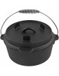 Shanrya Camping Dutch Oven Easy Carry Cast Iron Dutch Oven with Lid for Outdoor Camping Cooking - B09YYT3X7WE