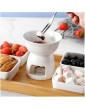 Ceramic Melting Fondue Pot Set: Chocolate Melting Stove Pot with Forks Tray Butter Warmer for Soap Wax Cheese Broth Tapas Candy Ice Cream - B09TT1BKQ5G