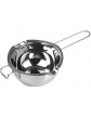 Melting Pot Stainless Steel Double Boiler 600ML Double Spouts with Heat Resistant Handle Silver for Wax Candle Butter Chocolate Cheese Thoughtful Workmanship - B09XXMHPPDP