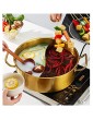 SHIJIANX Shabu Shabu Hot Pot With Divider&Lid Chinese Hot Pot Premium 304 Food Grade Stainless Steel Pot For Induction Cooktop Gas Stove Include 1 Tablespoon 1 Colander Color : Gold Size : 28cm - B09Y1W66VLP