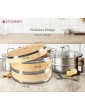 KYONANO Bamboo Steamer 2 Tier Bamboo Steamer 24cm 9.45Inch with Lid & 2 Cotton Cloths Bamboo Steamer Basket with Stainless Steel Stripes for Rice Dim Sum Vegetables Meat - B07R16N311V