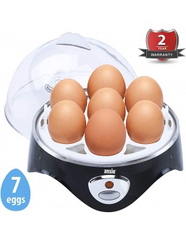 ANSIO Egg Boiler Electric Egg Cooker Egg Poacher & Omelette Maker- up to 7 Egg Capacity Electric Egg Maker Soft | Medium | Hard Boiled Eggs- Black - B09C8M5VHTI