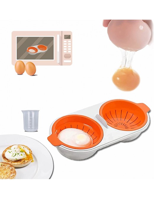 Eggs Poacher Cup,egg poachers,Microwave Egg Poachers,raining Egg Boiler,Double Cup Egg Cooker Egg Steamer,Kitchen Gadget For boiling eggs for breakfast,lunch and dinner,Orange - B09SZ8QHCBJ