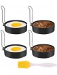 ETAOLINE Egg Rings Non Stick for Frying for Fried Eggs Pancakes Mcmuffin Omelettes Crumpets 4 Pack Fried Egg Rings with One Silicone Brush - B08BC5J5W2L