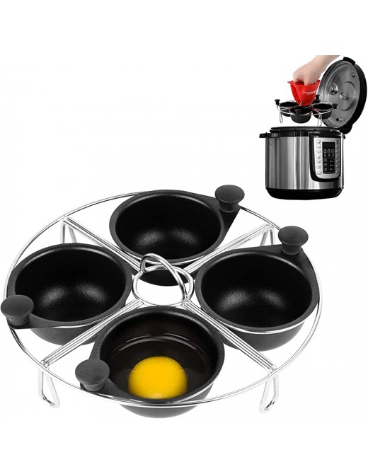 Modern Innovations Stainless Steel 4-Cup Egg Poacher Tray Complimentary Silicone Mitt Egg Poacher Insert for Poaching Eggs & Eggs Benedict Poached Egg Maker Compatible with Most Pans - B08K3QXKK8N