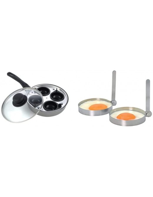 Sapphire 20 cm 4-Cup Egg Poacher & KitchenCraft Egg Rings for Frying Stainless Steel 8.5 cm Set of 2 - B08S3W1DKLE