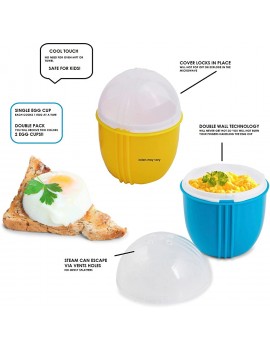 Zap Chef Microwave Egg Cooker Pack of 2 Healthy Scrambled Eggs,1 Minute Egg Poacher Cool Touch Omlette Maker 100% Food Safe BPA Free Color May Vary - B071P2G1X2Z
