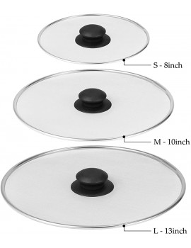 Splatter Screen for Frying Pan Pot Lid Cover Set of 3 Grease Splatter Guard Ultra Fine Mesh Lids Heavy Duty Grease Guard for Cooking & Frying - B08BCQF1LYO
