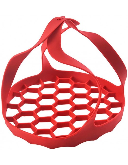 Pressure Cooker Sling Portable Nonstick Silicone Bakeware Sling for Instant Pot Anti Scalding Bakeware Lifter Steamer Rack（RED） - B09PD319B6G