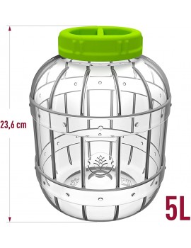 Browin 602015 Multifunctional plastic shatterproof PET jar with a screw lid 5 L for preserves infusion liquor and other liquor up to 95% alcohol content 5l - B09CD8V51XG