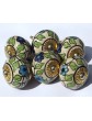 6 x Antique cream round with William Morris blue flowersbrass fittings ceramic cupboard door knob drawer pull shabby chic handle porcelain - B00N7LE776S